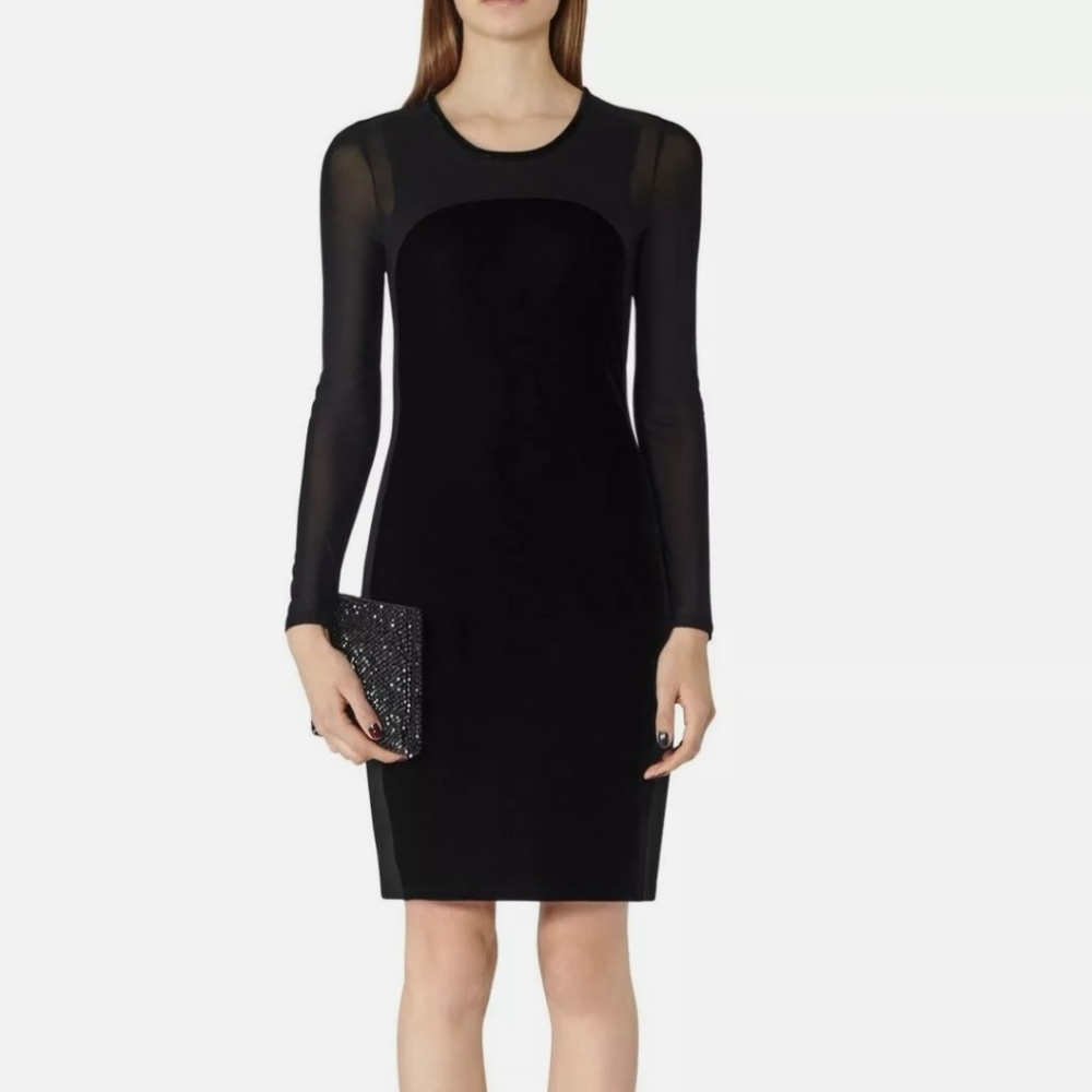 REISS Maria velvet sheer panel bodycon dress 👗